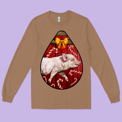 Christmas Pig Long Sleeve Tee Designed By Lillyallendesigns
