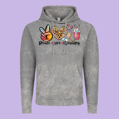 Peace Love Nursing Vintage Hoodie Designed By Maliassmallbusiness