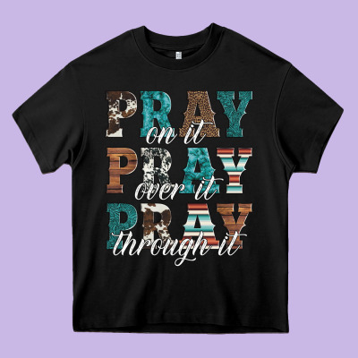 Pray On It Pray Over It Pray Through It Heavy Core Tee Designed By Artiststas