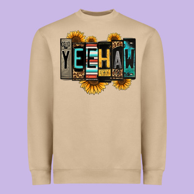 Yeehaw License Plate Letters Heavyweight Sweatshirt Designed By Jasminsmagicworld