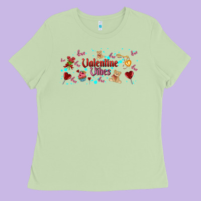 Love Vibes And Valentines Ladies Tee Designed By Adodesignshop