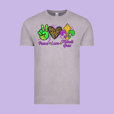 Peace Love Mardi Gras Vintage Tee Designed By Jahusdesignshop