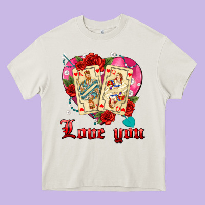 Love You Playing Cards Roses And Pearls Heavy Core Tee Designed By Adodesignshop