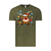 Vintage Olive christmas deer school Vintage Tee - MaliasSmallBusiness