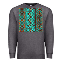 Charcoal Heather Aztec Turquoise Pattern Premium Sweatshirt - CowCowDesign