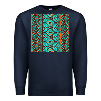 Navy Aztec Turquoise Pattern Premium Sweatshirt - CowCowDesign