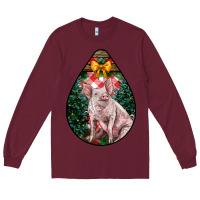 Burgundy christmas pig Long Sleeve Tee - LillyAllenDesigns