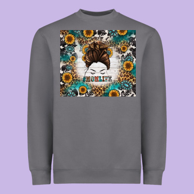 Mom Life Messy Bun Western Heavyweight Sweatshirt Designed By Jasminsmagicworld