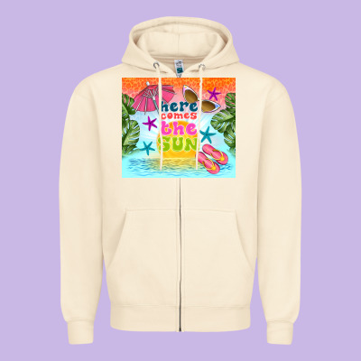 Here Comes The Sun Zipper Hoodie Designed By Tumblerdesignbyshophia