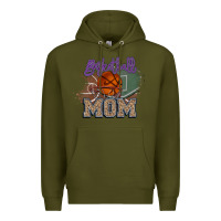Army Green Basketball Mom Premium Hoodie - HowdyJamesFarm