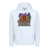 White Basketball Mom Premium Hoodie - HowdyJamesFarm