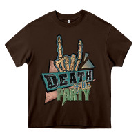 Chocolate Brown death of the party white Heavy Core Tee - JahusDesignShop