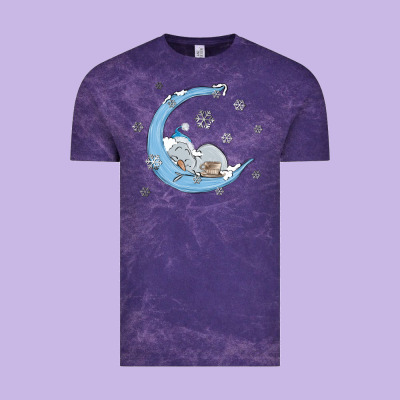 Snowman And Moon Vintage Tee Designed By Maliassmallbusiness
