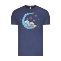 Vintage Denim snowman and moon Vintage Tee - MaliasSmallBusiness