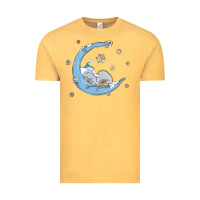 Vintage Mustard snowman and moon Vintage Tee - MaliasSmallBusiness