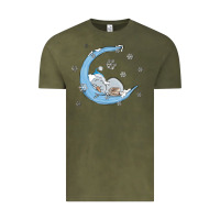 Vintage Olive snowman and moon Vintage Tee - MaliasSmallBusiness