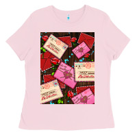 Bubblegum Pink love letters with roses  air Ladies Tee - AdoDesignShop