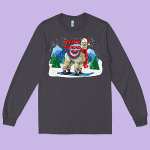 Fleece Navidad Alpaca Mountains Long Sleeve Tee Designed By Lillyallendesigns