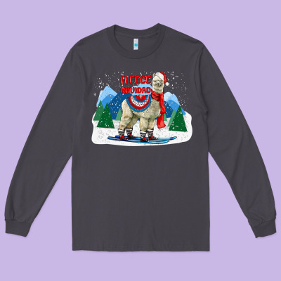 Fleece Navidad Alpaca Mountains Long Sleeve Tee Designed By Lillyallendesigns