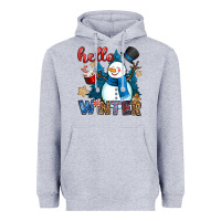 Heather Grey hello winter Heavyweight Hoodie - OliviaCreatesArt