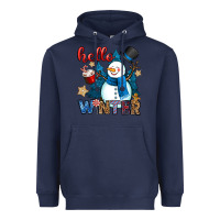 Navy hello winter Heavyweight Hoodie - OliviaCreatesArt