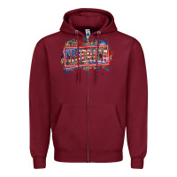 Burgundy America Zipper Hoodie - HowdyJamesFarm