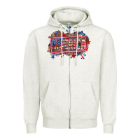 Oatmeal Heather America Zipper Hoodie - HowdyJamesFarm