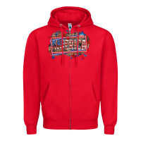 Red America Zipper Hoodie - HowdyJamesFarm