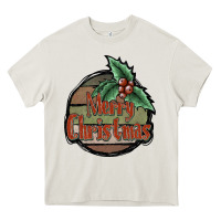 Cream Merry Christmas Heavy Core Tee - JahusDesignShop