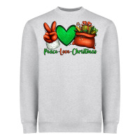 Heather Grey peace love Christmas Santa Claus hand Heavyweight Sweatshirt - Jasminsmagicworld