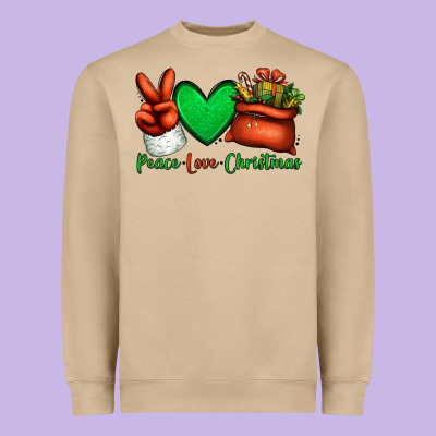 Peace Love Christmas Santa Claus Hand Heavyweight Sweatshirt Designed By Jasminsmagicworld