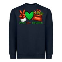 Navy peace love Christmas Santa Claus hand Heavyweight Sweatshirt - Jasminsmagicworld