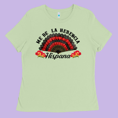 Me De La Herencia Hispana Hand Fan Ladies Tee Designed By Bundleandbundleshop