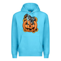 Ocean Blue sunflower pumpkin Premium Hoodie - JahusDesignShop