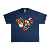 Navy christmas heart Urban Heavy Tee - MaliasSmallBusiness