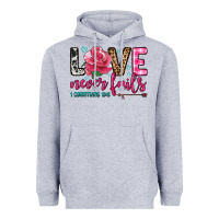 Heather Grey love never fails Heavyweight Hoodie - OliviaCreatesArt