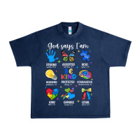 Navy god says i am autism Urban Heavy Tee - JahusDesignShop