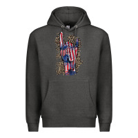 Charcoal Heather Freedom rock hand 4th of july Premium Hoodie - CowGirlArtShop