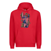 Red Freedom rock hand 4th of july Premium Hoodie - CowGirlArtShop