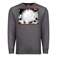 Charcoal Heather Cowhide Background with Bleach Serape Frame Premium Sweatshirt - CowCowDesign