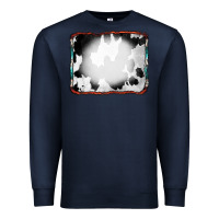 Navy Cowhide Background with Bleach Serape Frame Premium Sweatshirt - CowCowDesign