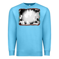 Ocean Blue Cowhide Background with Bleach Serape Frame Premium Sweatshirt - CowCowDesign