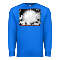 True Royal Cowhide Background with Bleach Serape Frame Premium Sweatshirt - CowCowDesign