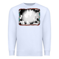 White Cowhide Background with Bleach Serape Frame Premium Sweatshirt - CowCowDesign