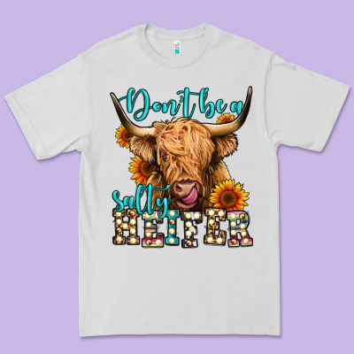 Don't Be A Salty Heifer Long Haired Cow Premium Tee Designed By Jasminsmagicworld
