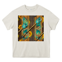 Cream aztec and sunflowers Heavy Core Tee - BundleAndBundleShop