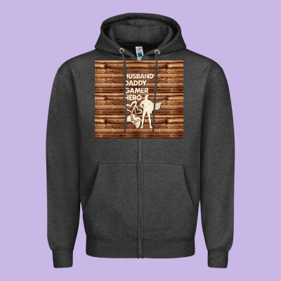 Husband Daddy Gamer Hero Zipper Hoodie Designed By Tumblerdesignbyshophia