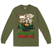 Army Green have a llamazing christmas alpaca head Long Sleeve Tee - LillyAllenDesigns