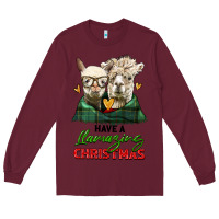 Burgundy have a llamazing christmas alpaca head Long Sleeve Tee - LillyAllenDesigns