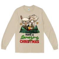 Mushroom have a llamazing christmas alpaca head Long Sleeve Tee - LillyAllenDesigns